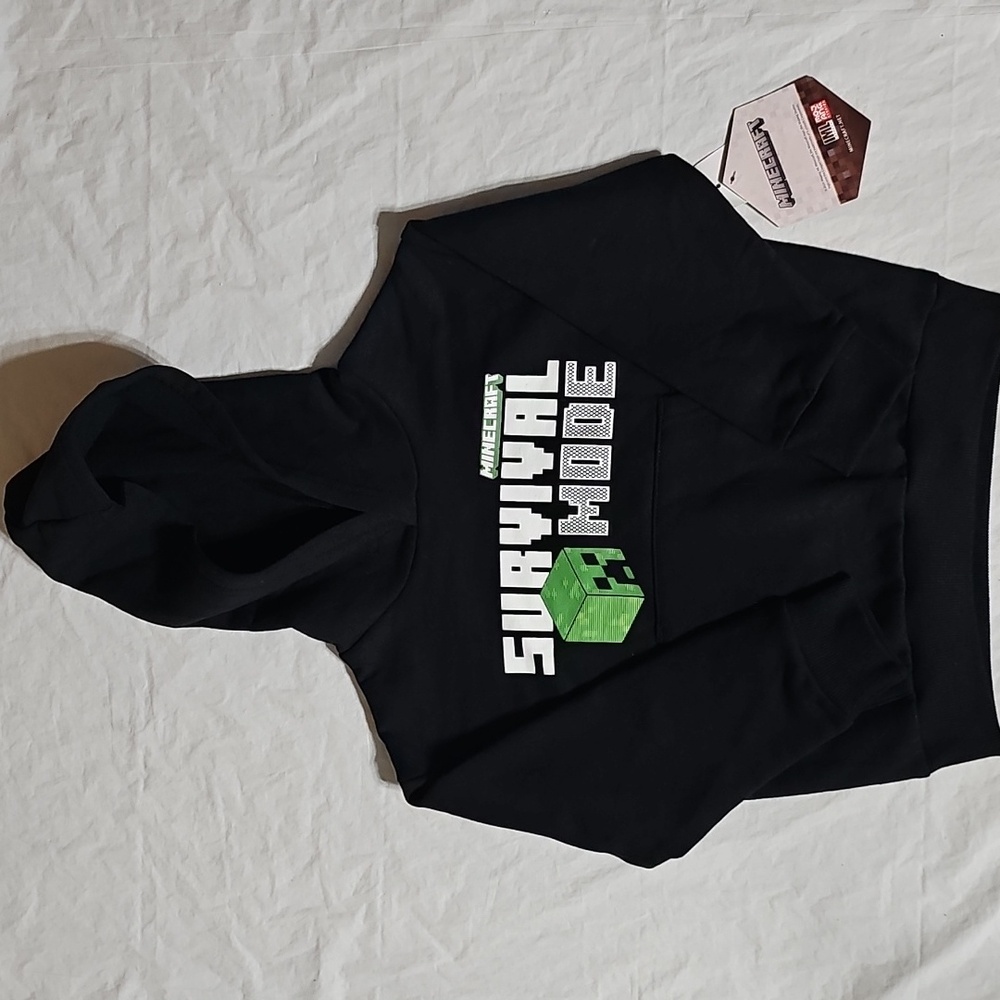 MINECRAFT Boys Size 4/5 Double Sided Pullover Hoodie with Kangaroo Pocket New
